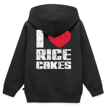 Gâteaux de riz - Low Calorie Funny Food Riz sain - Sweat Premium à capuche zippé enfant bio - noir - Dos - AI Model Kid Male (0cm)