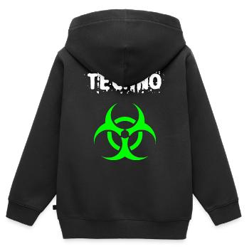 Techno - Kinder Premium Organic Zip Hoodie - Schwarz - Hinten - AI Model Kid Male (0cm)