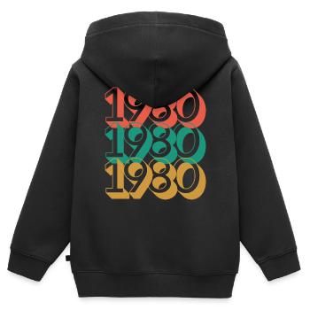 Anniversaire année 1980 / Vintage 1980 - Sweat Premium à capuche zippé enfant bio - noir - Dos - AI Model Kid Male (0cm)