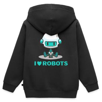 I Love Robots Cute Robot - Kids Premium Organic Zip-up Hoodie - black - Back - AI Model Kid Male (0cm)