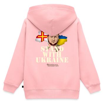 Ukraine Guernesey - Sweat Premium à capuche zippé enfant bio - rose - Dos - AI Model Kid Female (0cm)