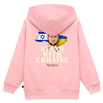 Ukraine Israel Zelensky - Kids Premium Organic Zip-up Hoodie - rose - Back - AI Model Kid Female (0cm)