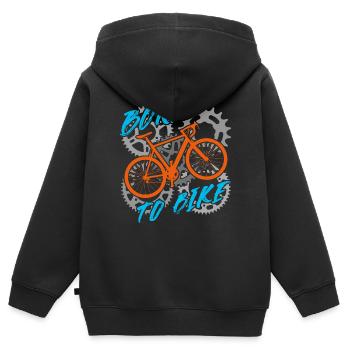 Né pour le cyclisme - Sweat Premium à capuche zippé enfant bio - noir - Dos - AI Model Kid Male (0cm)