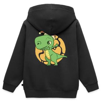 Dino, Christmas T-shirt. - Kinder Premium Organic Zip Hoodie - Schwarz - Hinten - AI Model Kid Male (0cm)