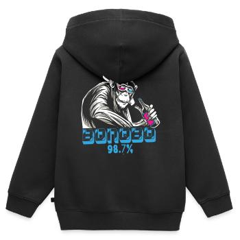 Lustiges Affe Schimpanse DNA - Kinder Premium Organic Zip Hoodie - Schwarz - Hinten - AI Model Kid Male (0cm)