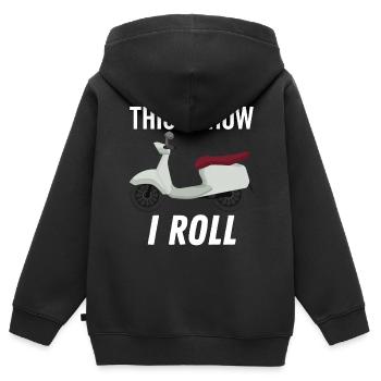 So rolle ich Moped - Kinder Premium Organic Zip Hoodie - Schwarz - Hinten - AI Model Kid Male (0cm)