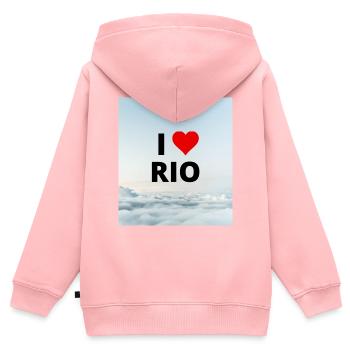 I LOVE RIO - Sweat Premium à capuche zippé enfant bio - rose - Dos - AI Model Kid Female (0cm)