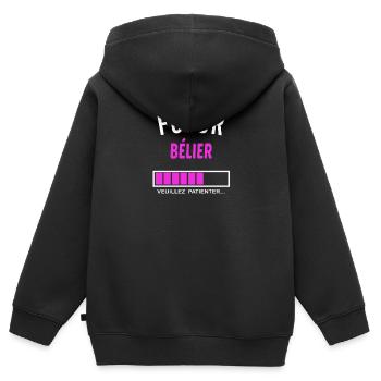 futur bélier - Sweat Premium à capuche zippé enfant bio - noir - Dos - AI Model Kid Male (0cm)