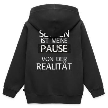 Segeln ist meine Pause von der Realität - Kinder Premium Organic Zip Hoodie - Schwarz - Hinten - AI Model Kid Male (0cm)