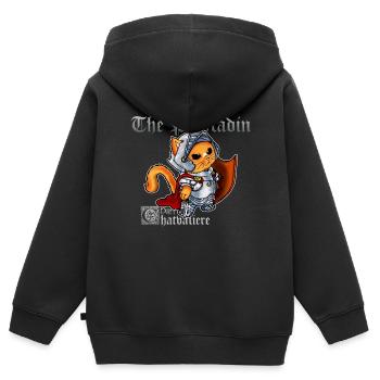Niedliche Katze Paladin Ritter Umhang Schwert - Kinder Premium Organic Zip Hoodie - Schwarz - Hinten - AI Model Kid Male (0cm)