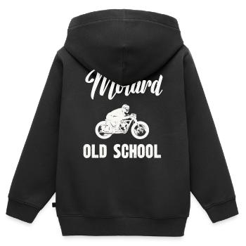 motard old school - Sweat Premium à capuche zippé enfant bio - noir - Dos - AI Model Kid Male (0cm)