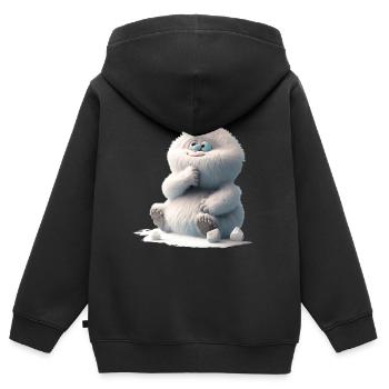 Bébé yéti - Sweat Premium à capuche zippé enfant bio - noir - Dos - AI Model Kid Male (0cm)