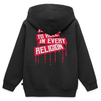 En allant en enfer - Sweat Premium à capuche zippé enfant bio - noir - Dos - AI Model Kid Male (0cm)