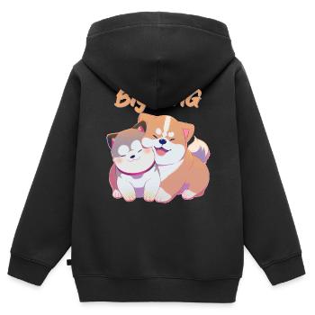 2 Shiba Süßer Hund Entzückender Kawaii Animiertes Japan - Kinder Premium Organic Zip Hoodie - Schwarz - Hinten - AI Model Kid Male (0cm)