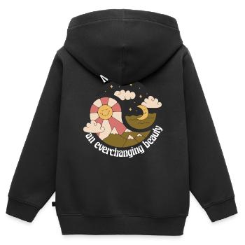 La nature est une beauté en constante évolution que la nature conçoit - Sweat Premium à capuche zippé enfant bio - noir - Dos - AI Model Kid Male (0cm)