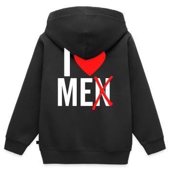 J’aime les hommes Je m’aime - Sweat Premium à capuche zippé enfant bio - noir - Dos - AI Model Kid Male (0cm)