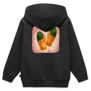 gestrickte Handschuhe - Kinder Premium Organic Zip Hoodie - Schwarz - Hinten - AI Model Kid Male (0cm)
