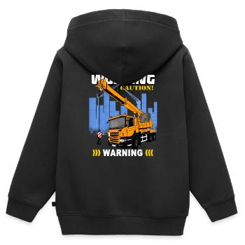 Kranauto - Kran - Kran LKW - Kran Truck - Kinder Premium Organic Zip Hoodie - Schwarz - Hinten - AI Model Kid Male (0cm)
