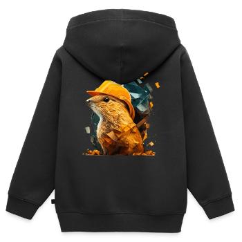 Cet spermophile est pour la sécurité au travail avec casque - Sweat Premium à capuche zippé enfant bio - noir - Dos - AI Model Kid Male (0cm)