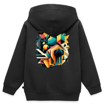Abstrakte Geometrie - Kinder Premium Organic Zip Hoodie - Schwarz - Hinten - AI Model Kid Male (0cm)