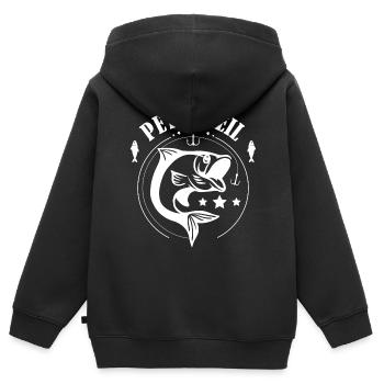 Petri Heil - Kinder Premium Organic Zip Hoodie - Schwarz - Hinten - AI Model Kid Male (0cm)