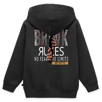 Break Rules - Regeln Brechen - Kinder Premium Organic Zip Hoodie - Schwarz - Hinten - AI Model Kid Male (0cm)