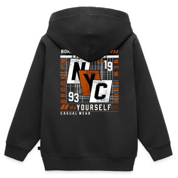 New York - Kinder Premium Organic Zip Hoodie - Schwarz - Hinten - AI Model Kid Male (0cm)