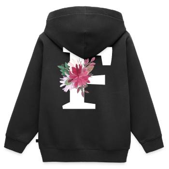 Buchstabe f blumig - Kinder Premium Organic Zip Hoodie - Schwarz - Hinten - AI Model Kid Male (0cm)