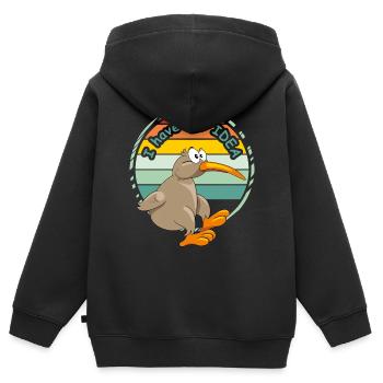 Keine Ahnung - Kinder Premium Organic Zip Hoodie - Schwarz - Hinten - AI Model Kid Male (0cm)