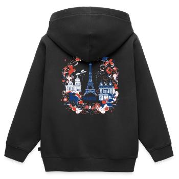 PARIS capitale - Sweat Premium à capuche zippé enfant bio - noir - Dos - AI Model Kid Male (0cm)