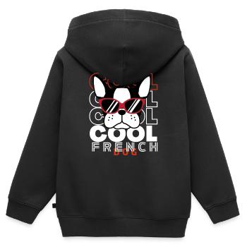 Cool French dog - Kids Premium Organic Zip-up Hoodie - black - Back - AI Model Kid Male (0cm)