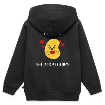 I Love Relation Chips Potato - süße Kartoffel - Kinder Premium Organic Zip Hoodie - Schwarz - Hinten - AI Model Kid Male (0cm)