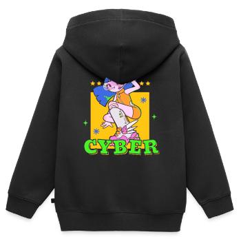 Cute cyber punk retro anime girl - Kinder Premium Organic Zip Hoodie - Schwarz - Hinten - AI Model Kid Male (0cm)