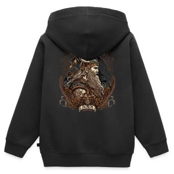 Wikinger Odin Walhalla - Nordische Mythologie - Kinder Premium Organic Zip Hoodie - Schwarz - Hinten - AI Model Kid Male (0cm)