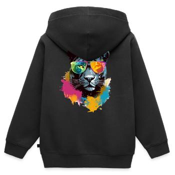 Nilai der Panther - Kinder Premium Organic Zip Hoodie - Schwarz - Hinten - AI Model Kid Male (0cm)