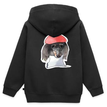 Künstler-Hund - Kinder Premium Organic Zip Hoodie - Schwarz - Hinten - AI Model Kid Male (0cm)