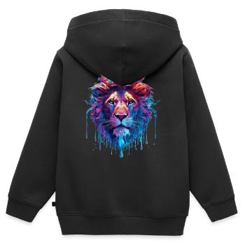 Spiritueller Löwenzauber - Kinder Premium Organic Zip Hoodie - Schwarz - Hinten - AI Model Kid Male (0cm)