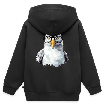 Miki la mouette aux lunettes - Sweat Premium à capuche zippé enfant bio - noir - Dos - AI Model Kid Male (0cm)