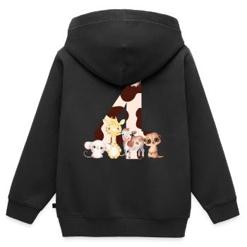 4-jähriges Jubiläum - vierjähriges Jubiläum Tiere - Kinder Premium Organic Zip Hoodie - Schwarz - Hinten - AI Model Kid Male (0cm)