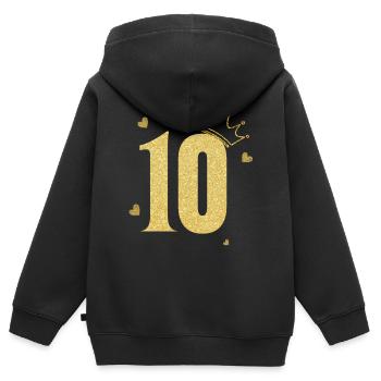 Goldene Krone zum 10-jährigen Jubiläum - Kinder Premium Organic Zip Hoodie - Schwarz - Hinten - AI Model Kid Male (0cm)
