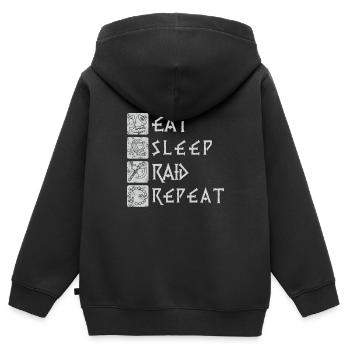 Eat Sleep Raid Repeat - pour tous les fans de Viking - Sweat Premium à capuche zippé enfant bio - noir - Dos - AI Model Kid Male (0cm)
