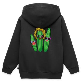 gurken trio,gurken,gurke,salatgurke,sonnenbrille - Kinder Premium Organic Zip Hoodie - Schwarz - Hinten - AI Model Kid Male (0cm)