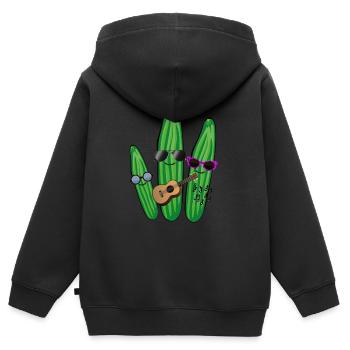 gurken trio,gurken,gurke,salatgurke,sonnenbrille, - Kinder Premium Organic Zip Hoodie - Schwarz - Hinten - AI Model Kid Male (0cm)