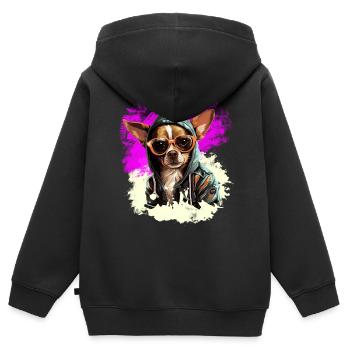Chihuahua-Regel: Das Stadtbild bestimmen - Kinder Premium Organic Zip Hoodie - Schwarz - Hinten - AI Model Kid Male (0cm)