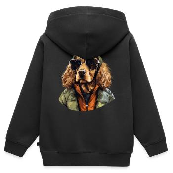 Schlappohren Club | Cocker Spaniel Grafik - Kinder Premium Organic Zip Hoodie - Schwarz - Hinten - AI Model Kid Male (0cm)
