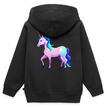 Einhorn Fabeltier Unicorn Mädchen Einhörner - Kinder Premium Organic Zip Hoodie - Schwarz - Hinten - AI Model Kid Male (0cm)