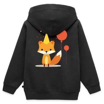 Fuchsparty - Fuchs - Kinder Premium Organic Zip Hoodie - Schwarz - Hinten - AI Model Kid Male (0cm)
