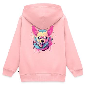 Farbenfroher Chihuahua - Kinder Premium Organic Zip Hoodie - Rosa - Hinten - AI Model Kid Female (0cm)
