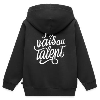 J'y vais au talent - Sweat Premium à capuche zippé enfant bio - noir - Dos - AI Model Kid Male (0cm)