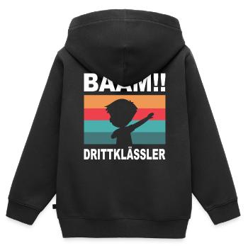 Drittklässler Bääm! Dritte Klasse 3.Klasse Schule - Kinder Premium Organic Zip Hoodie - Schwarz - Hinten - AI Model Kid Male (0cm)